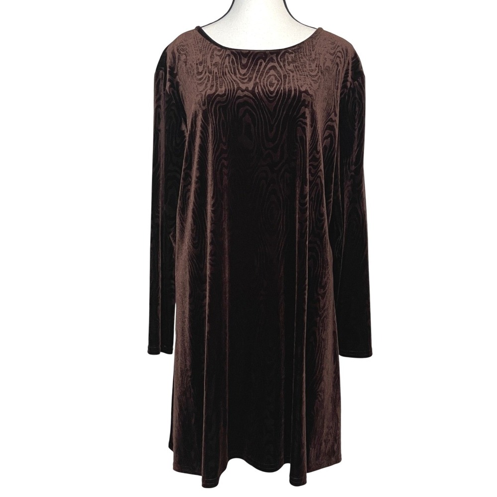 KC Spencer Brown Velvet Tunic Dress L Whimsigoth Grunge Dark Academia 90s Swing